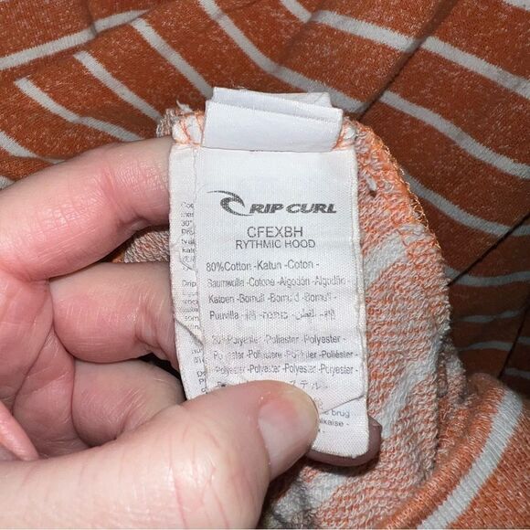 Rip Gurl Womens Striped Drawstring Long Sleeve Knit Hooded Sweater Orange XL - Picture 10 of 10